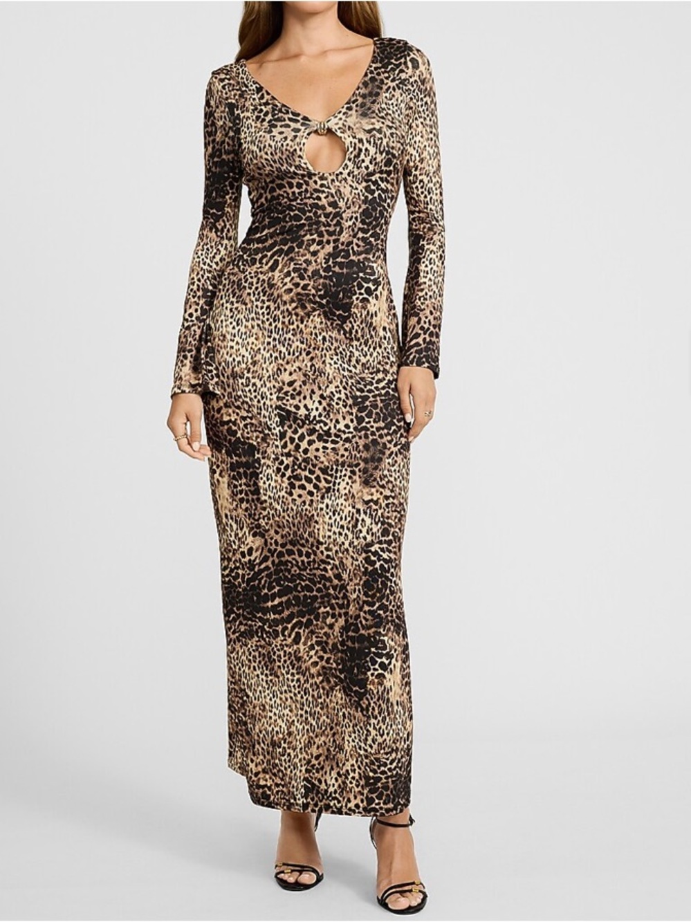 Express Leopard Print Key Hole Maxi Dress